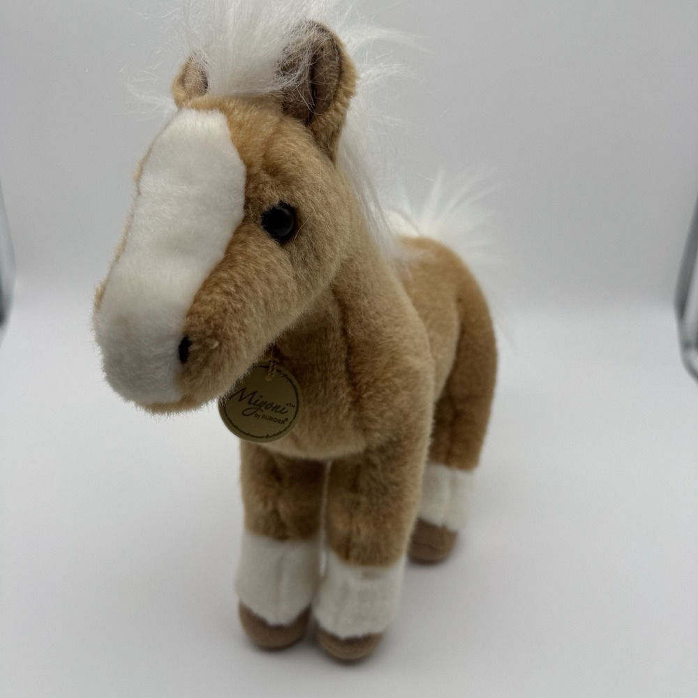 Aurora Miyoni Horse Plush Tan White Stuffed Animal 10" Realistic Pony Toy